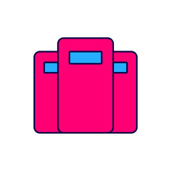 Filled outline Police assault shield icon isolated on white background. Vector