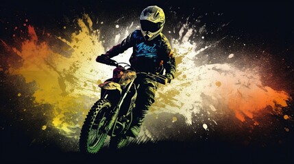 Motocross Biker, Generative AI, Illustration