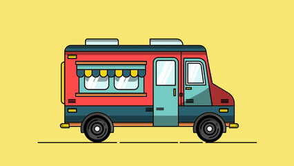 Cartoon food truck in vector illustration