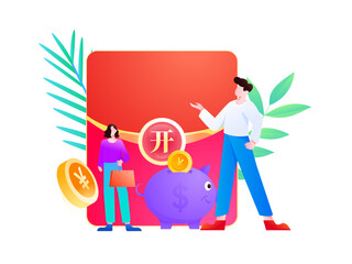 Internet finance and wealth management investment flat vector concept operation hand drawn illustration
