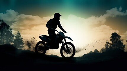 Fototapeta na wymiar Motocross Biker, Generative AI, Illustration