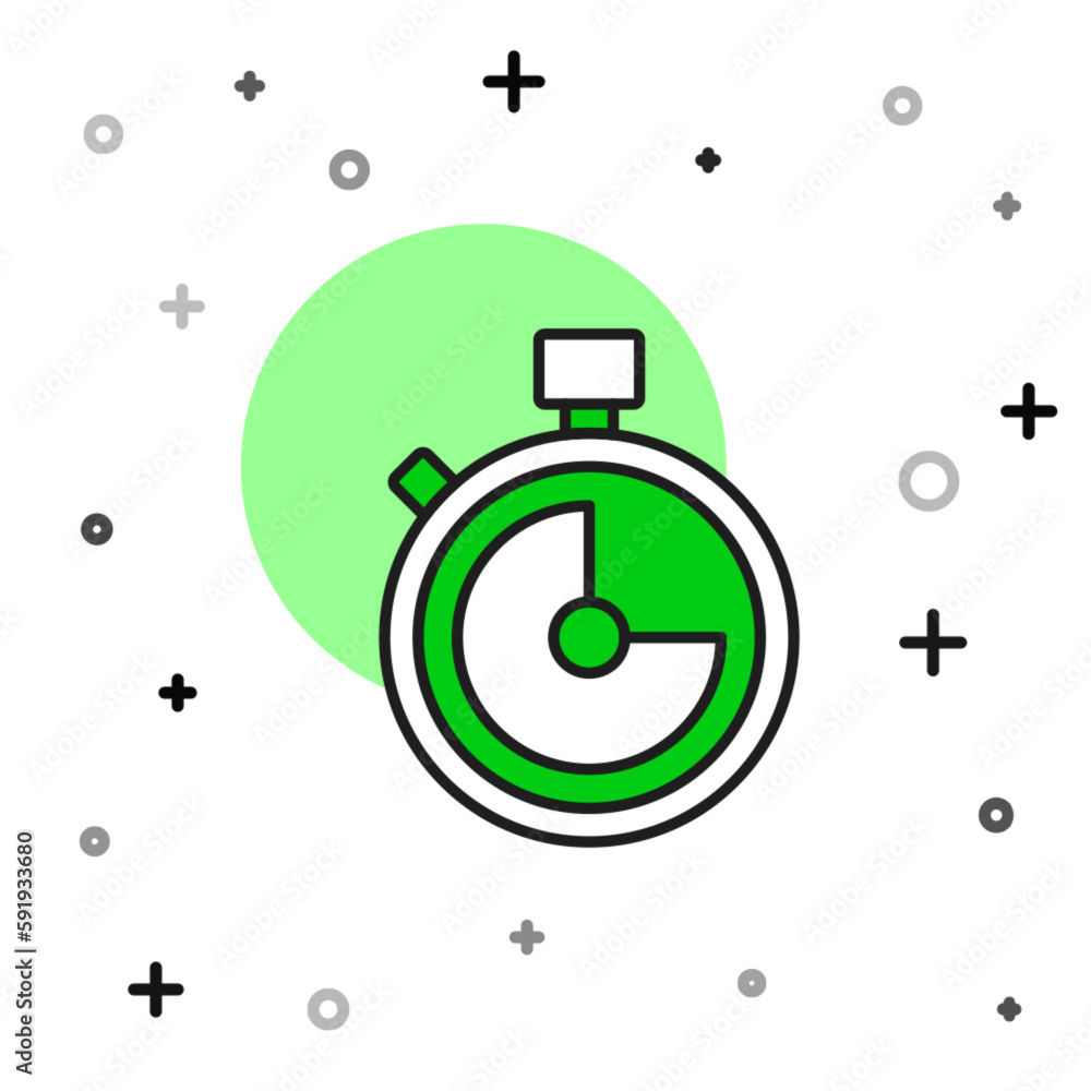 Poster filled outline stopwatch icon isolated on white background. time timer sign. chronometer sign. vecto
