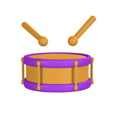 3d realistic drum for music concept design in plastic cartoon style. Vector illustration