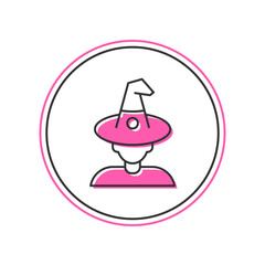 Filled outline Witch icon isolated on white background. Happy Halloween party. Vector