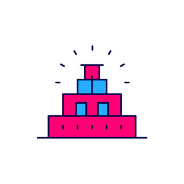 recommend clip art: Filled outline Chichen Itza in Mayan icon isolated on white background. Ancient Mayan pyramid. Famous monument of Mexico. Vector