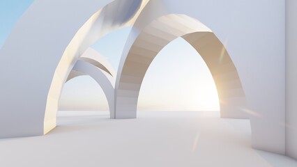 Abstract architecture background arched interior 3d render