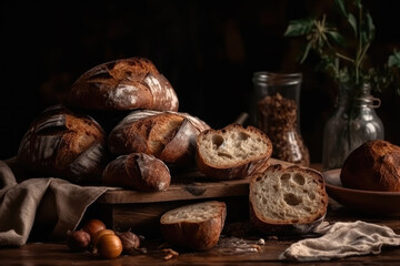 still life with bread created with Generative AI technology