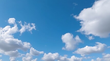 Obraz na płótnie Canvas Blauer Himmel mit Wolken und Sonnenschein, friedliche Naturkulisse, entspannte Atmosphäre, malerischen Details, Generative AI 25