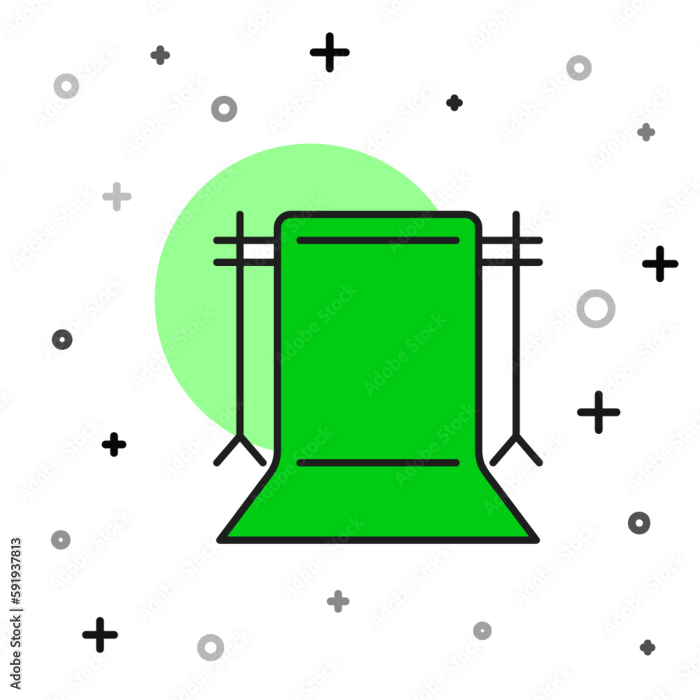 Poster filled outline empty photo studio icon isolated on white background. screen backdrop. vector