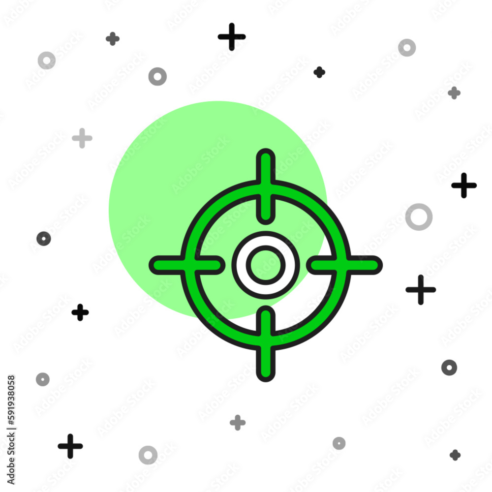 Poster filled outline target sport icon isolated on white background. clean target with numbers for shootin