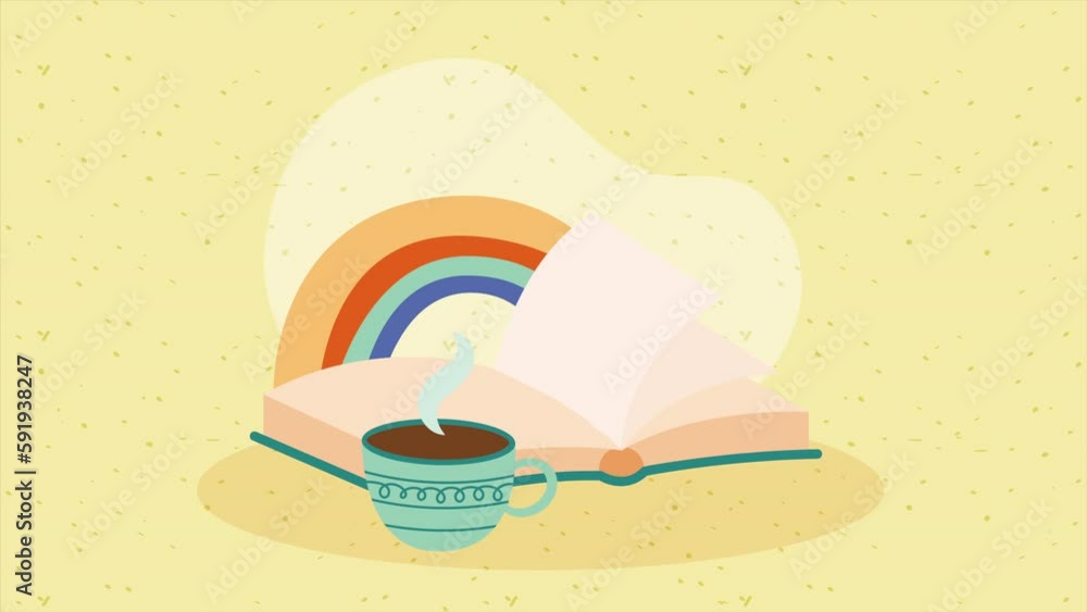 Poster text book library open animation