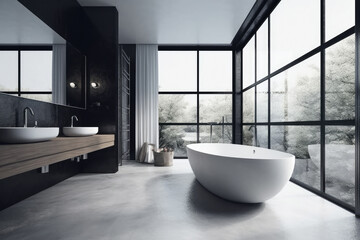 Naklejka na ściany i meble modern bathroom interior created with Generative AI technology