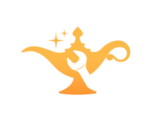 Aladdin lamp with wrench silhouette inside