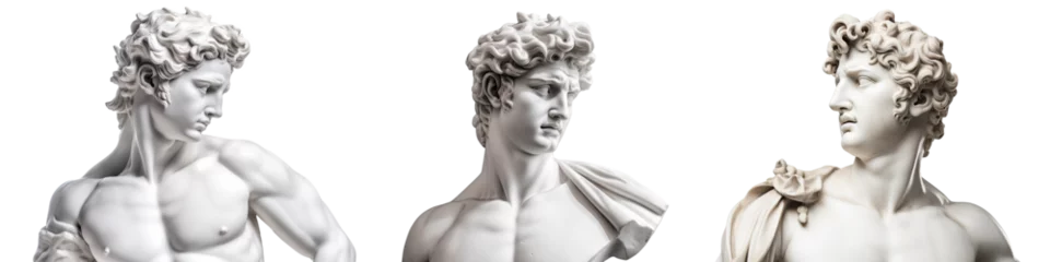 Fotobehang Set of marble statue isolated on transparent background - Fictional Person, Generative AI © comicsans