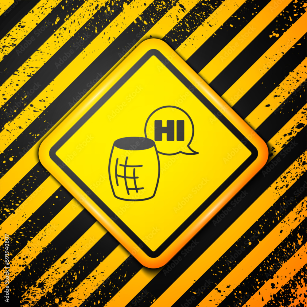 Poster black voice assistant icon isolated on yellow background. voice control user interface smart speaker