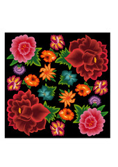 Seamless pattern set of flowers of Oaxaca 