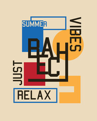 BAUHAUS BEACH VIBES Typography Geometrical shapes lettering graphic vector design