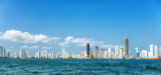 Naklejka premium skyline of new city of Cartagena, Colombia.