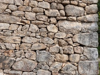 Detail of a traditional dry stone masonry from the south of France in the Cevennes