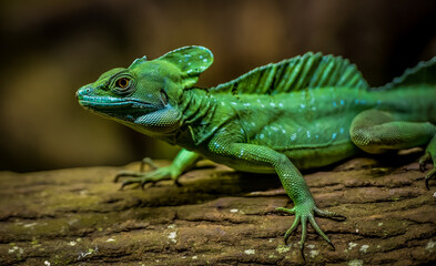 green lizard on a branch