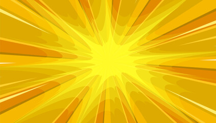 Yellow comic background with sun burst and dot halftone   © Asta Desain