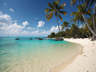 Naklejka na ściany i meble beach with coconut trees
