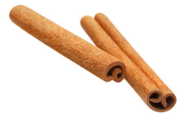 Two delicious cinnamon sticks cut out