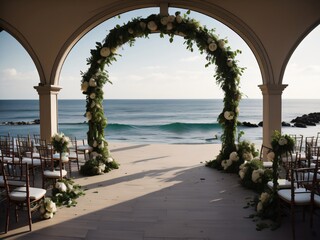 Fototapeta na wymiar view of the sea from the sea wedding bg