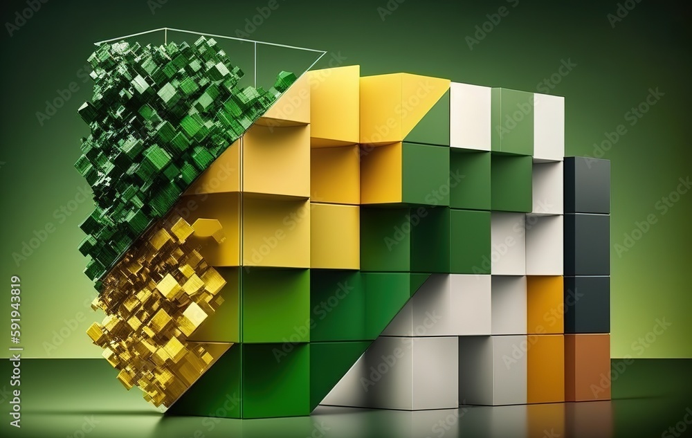 Poster background with 3d cubes of different heights creating a texture.