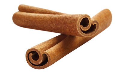 Two delicious cinnamon sticks cut out