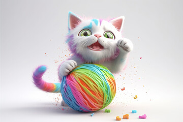 kitten playing with ball. Generative Ai