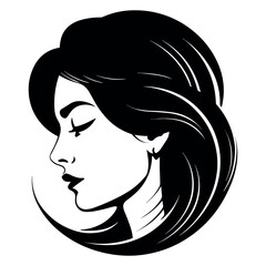 Beautiful Minimalist Vector Woman Icon. Head and Hair Symbol Illustration for Beauty or Health Organisation. 