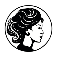 Beautiful Minimalist Vector Woman Icon. Head and Hair Symbol Illustration for Beauty or Health Organisation. 