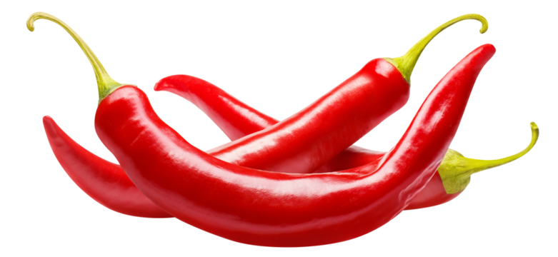 Delicious red chili peppers, cut out