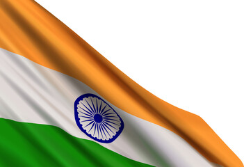 Realistic flag of India isolated on a transparent background. Design element for Independence day, Republic Day.