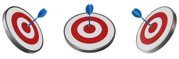 target board with arrow on transparent background, left, front and right view (3d render)