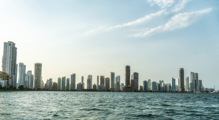 Naklejka premium Bocagrande district in Cartagena Colombia.