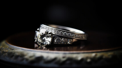 CloseUp of photo-realistic diamond ring. generative ai