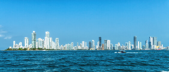 Naklejka premium skyline of new city of Cartagena, Colombia.