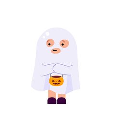Kid with Halloween Costum Ghost