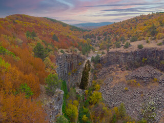 Aerial view of basalt cliffs in Sinop