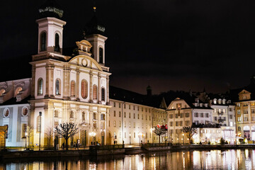 Fototapeta na wymiar Luzern, Switzerland night view.