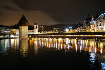 Fototapeta na wymiar Lucern City night view, Switzerland