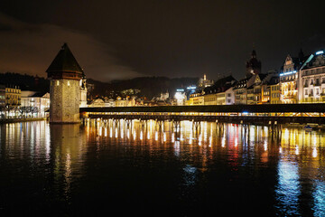 Fototapeta premium Luzern, Switzerland nightview