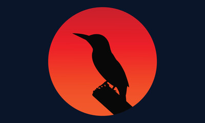 Kingfisher bird illustrations on sun