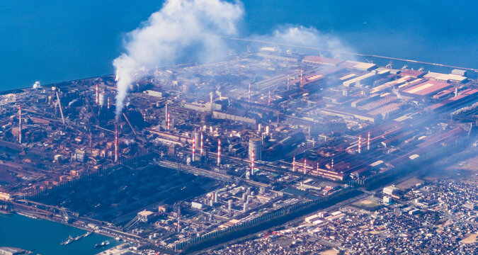 空から見た 神戸製鋼 加古川 製鉄所 【 重工業 の イメージ 】
