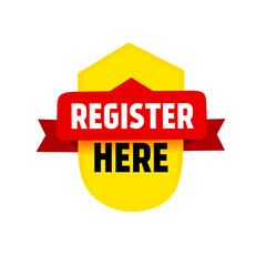 Register here banner. Design for social media, marketing, advertising. Flat style vector illustration.
