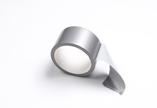 Roll Of Metallic Duct Tape On White Background