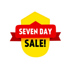 7 day sale banner template, vector illustration isolated on white background. Modern style design.