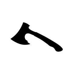 Vector isolated one single simplest axe with handle side view colorless black and white outline silhouette shadow shape